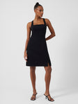 Halter Square Neck Back Zipper Short Sleeveless Little Black Dress