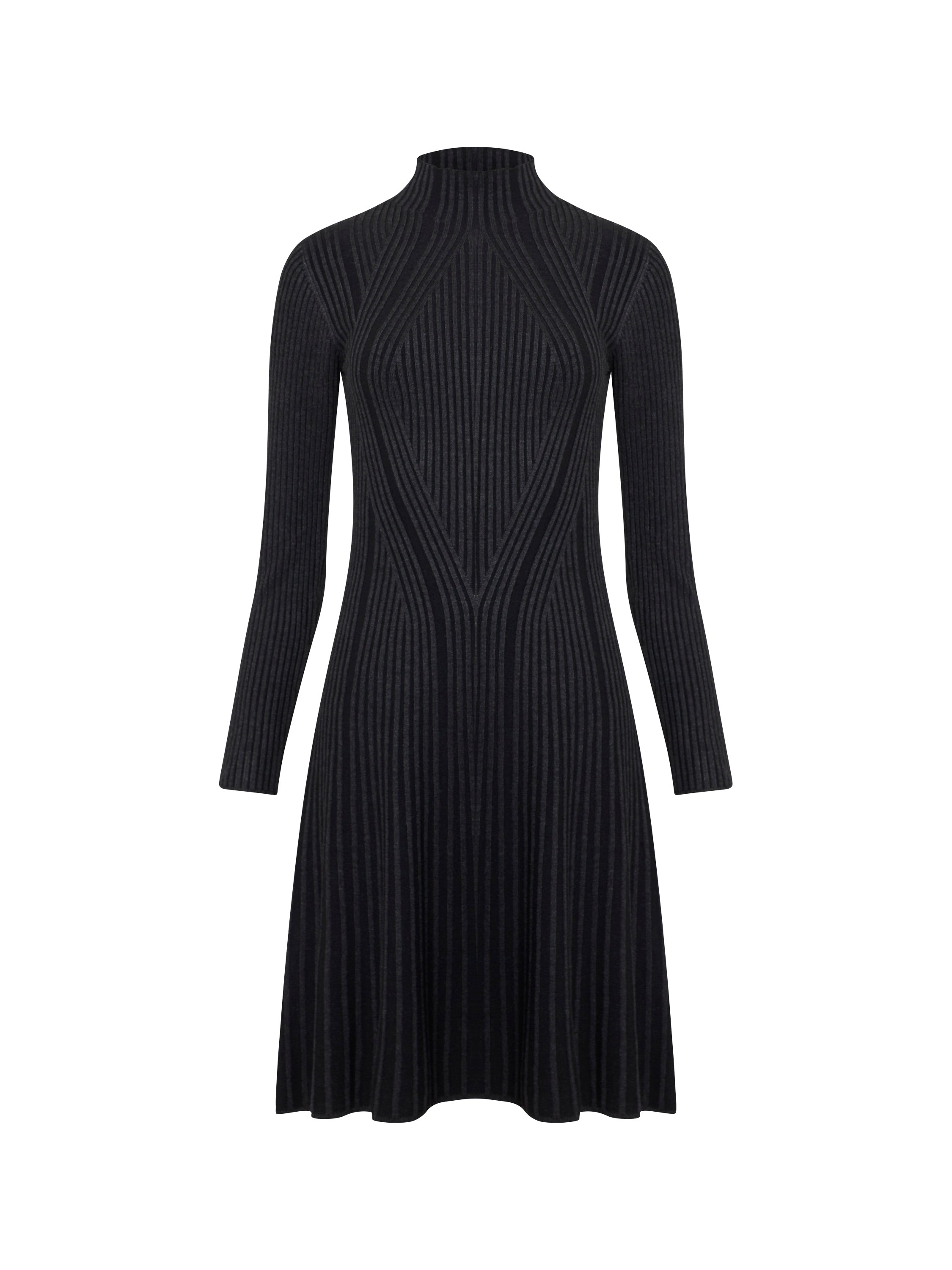 Mari Rib Above The Knee Dress Charcoal Mel/ Black | French Connection US