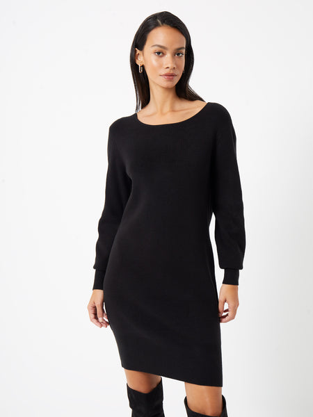 Above the Knee Bateau Neck Boat Neck Sweater Dress
