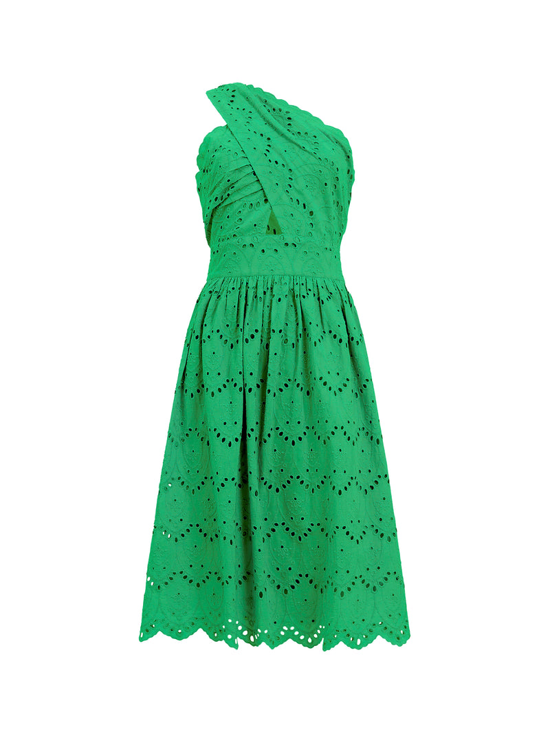 Appelona Broderie Anglaise One Shoulder Dress Poise Green | French ...