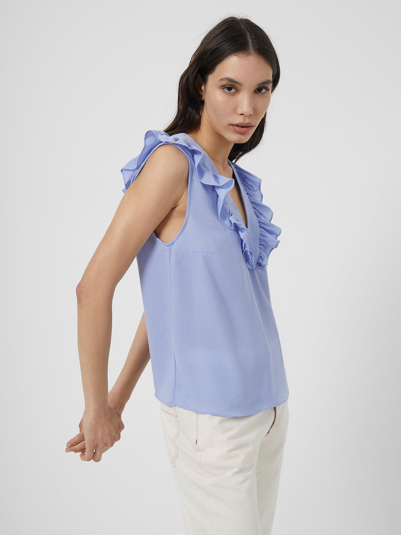 Crepe Light Ruffle Top Paradiso Blue – French Connection US