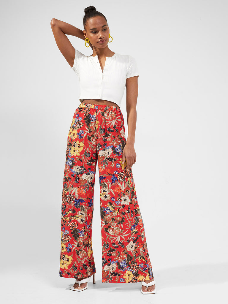 Blossom Delphine Wide Leg Trouser Hibiscus Multi | French Connection US