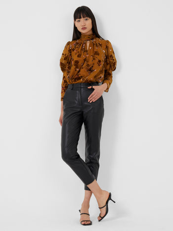 Zara, Pants & Jumpsuits, Zara Womens Size Medium Black Faux Leather  Jogger Pant Drawstring Neutral Modern