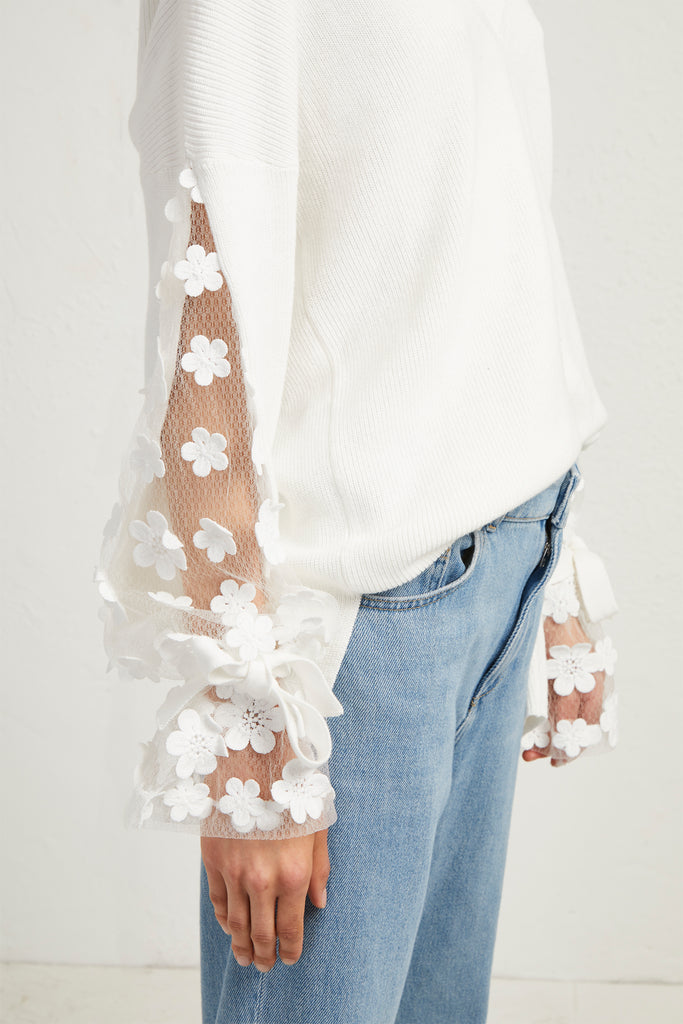 Caballo Lace Knit Sweater Winter White | French Connection US