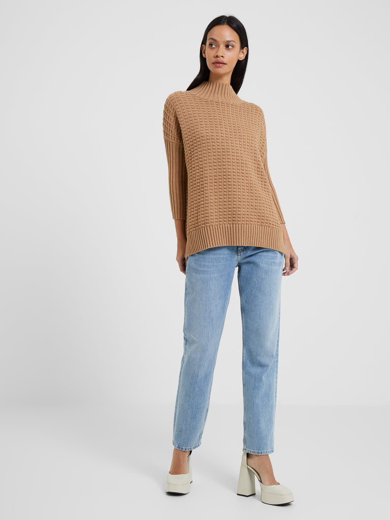 Mozart Popcorn High Neck Sweater Camel Mel | French Connection US