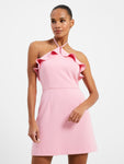 Halter Short Sleeveless Dress With Ruffles