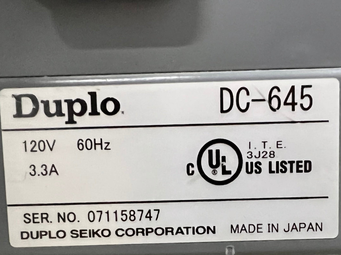 Duplo DC-645 Slitter/Cutter/Creaser s/n 071158747 – LightsOut Graphics