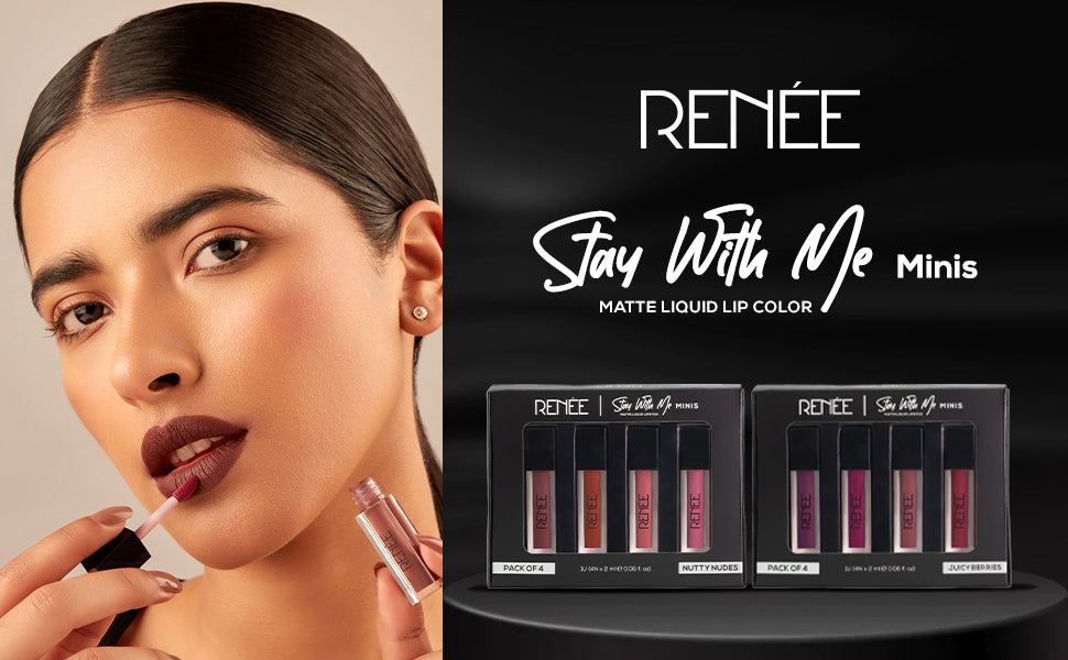 RENEE Stay With Me Minis Matte Liquid Lipsticks Combo of 4, 2ml each