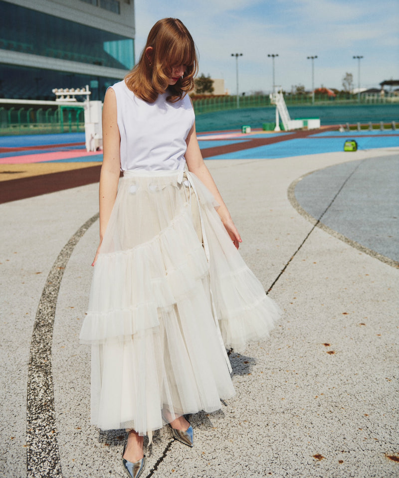 ボタニカル ミディアムベール TULLE WRAP SKIRT チュールラップ