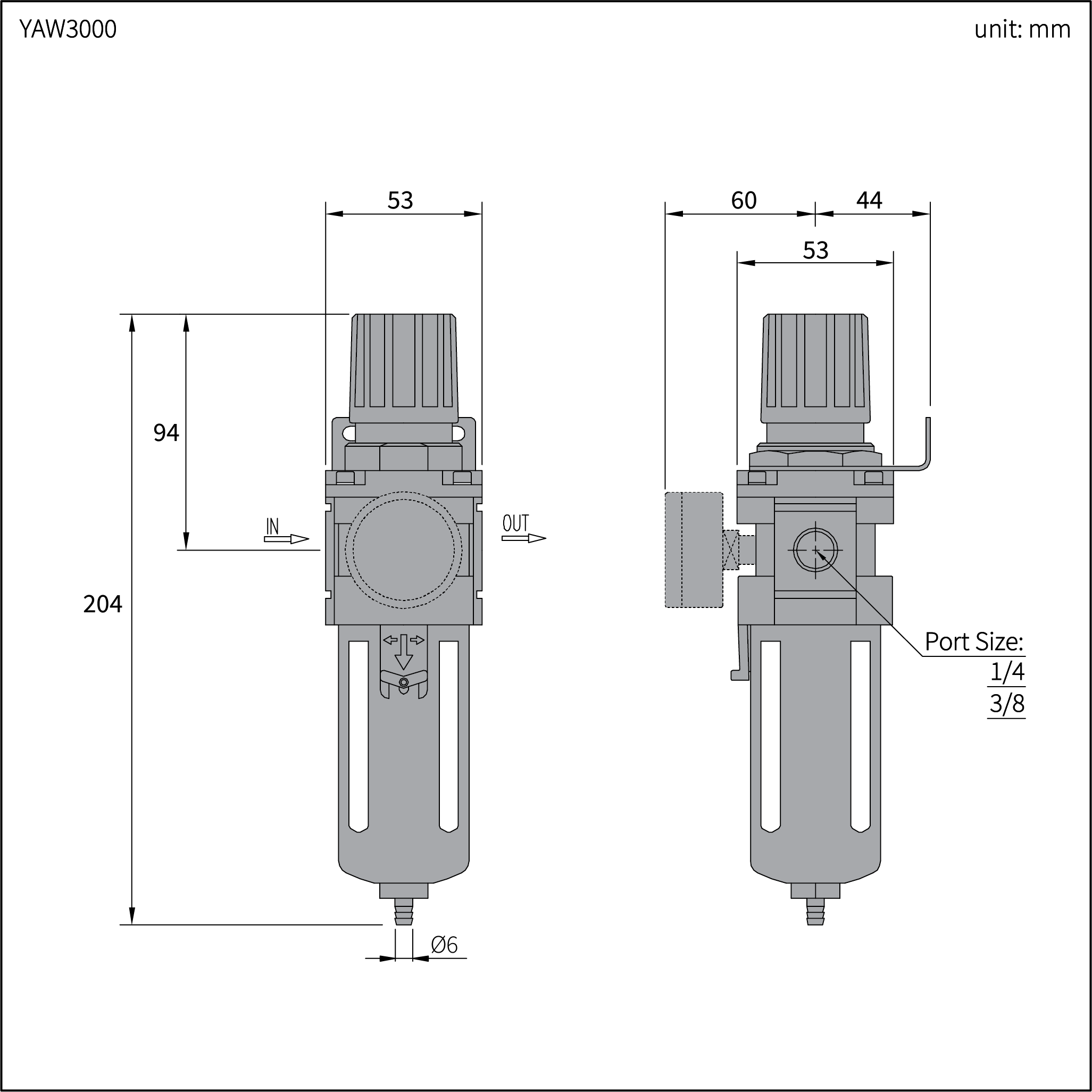 YAW3000 Size Drawing
