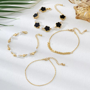 4-Piece 18K Gold-Plated Alloy Resin Bracelet - www.novixan.com