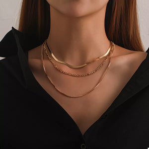 18K Gold-Plated Three-Layered Necklace - www.novixan.com