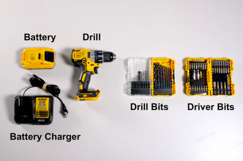 drill kit with a selection of basic drill bits