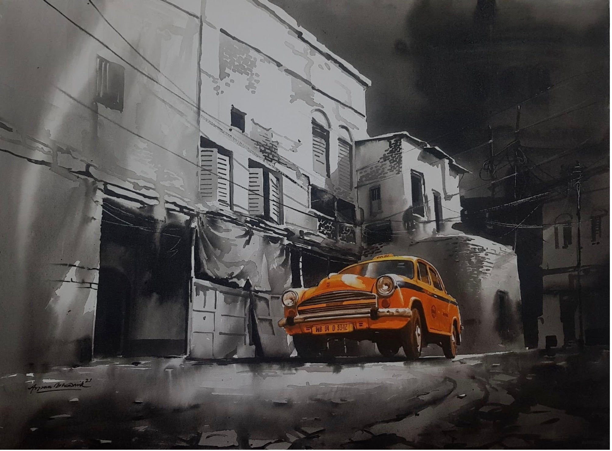 Arpan Bhowmik, Night in the City, 2021, 30*40 inches, Acrylic