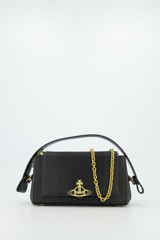 Vivienne Westwood Saffiano Leather Shoulder Bag In Black