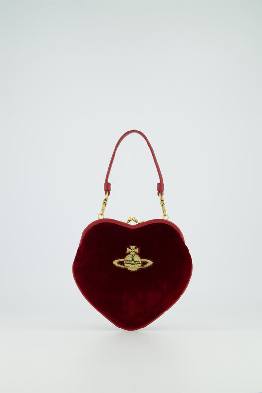 Vivienne Westwood Belle Velvet Clutch Bag in Red