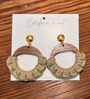 Macramé Earrings | Fringeless Sage - CordovaKnot