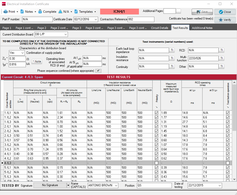 Minor Electrical Installation Works Certificate Template