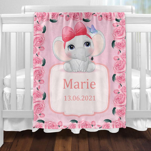 Couverture Elephant Rose Bebe A Personnaliser Plaid Personnalise Plaid Personnalise