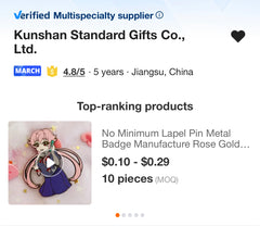 our Alibaba.com supplier for custom enamel pins