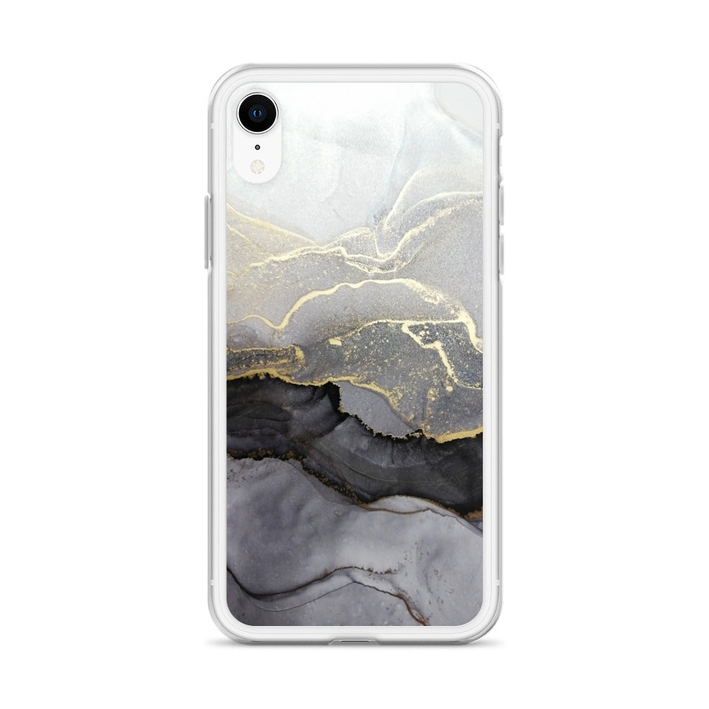 glas Geloofsbelijdenis Kinematica iPhone Phone Case - Gray Gold Marble - Azulna