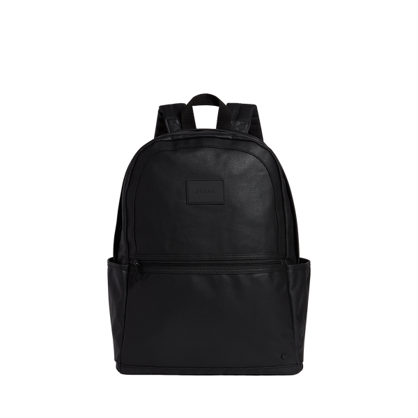 Kane Double Pocket Large Backpack Coated Canvas Black – STATE Bags
