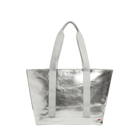 State bags graham tote metallic silver front view click to zoom