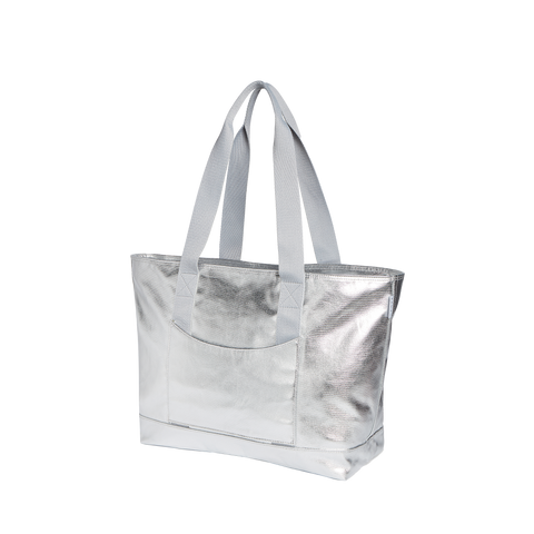 State bags graham tote metallic silver back view side angle click to zoom