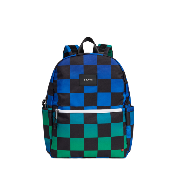 Kane Kids Travel Backpack Printed Canvas Blue Checkerboard – STATE Bags