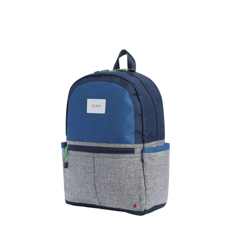 Colorblock Navy and Ochre Medium Kids Backpack with Side Pockets