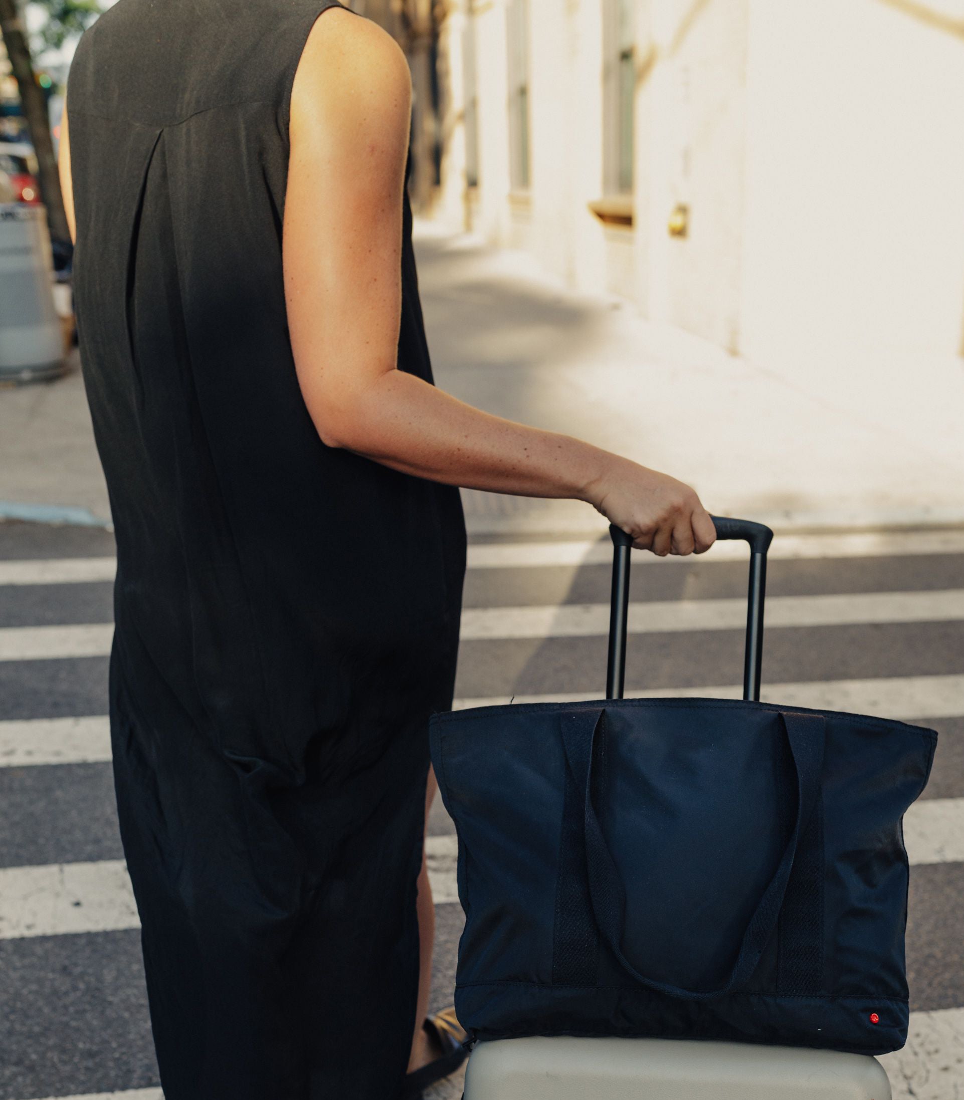 XL black nylon shopper bag