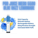 Blue Razz Lemonade Pod Juice Mesh 5500