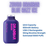 Zovoo Drag Bar Blue Raz Ice