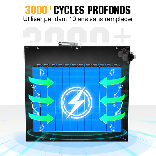 ECO-WORTHY Batterie au lithium 12V 100Ah LiFePO4 rechargeable avec cycle  profond de plus de 3000