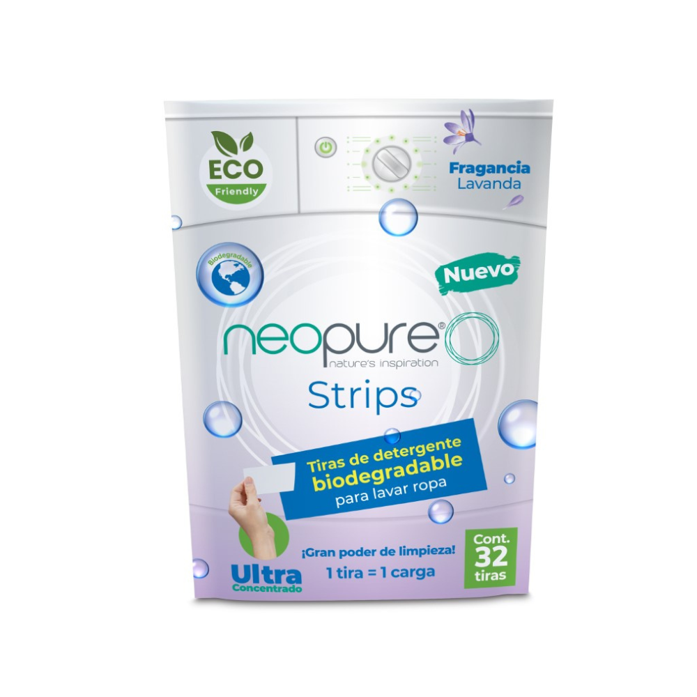 Botica de Jabón. Detergente en Tiras Neopure Strips Sobre Individual. Jabones  hipoalergénicos, biodegradables, libres de sulfatos y parabenos, sin  crueldad animal. Compra en linea. Venta de jabones 100% naturales y  detergente en