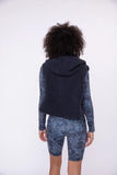 Sherpa Cropped Hoodie Vest with Flap Pocket