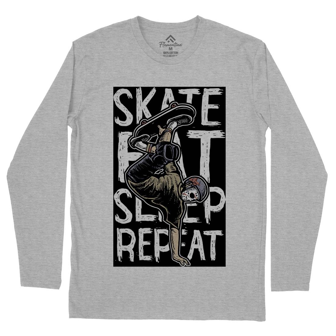Eat Sleep Repeat Mens Long Sleeve T-Shirt Skate A572
