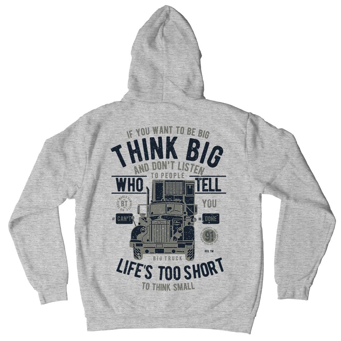 Think Big Truck Mens Hoodie With Pocket Vehicles A777