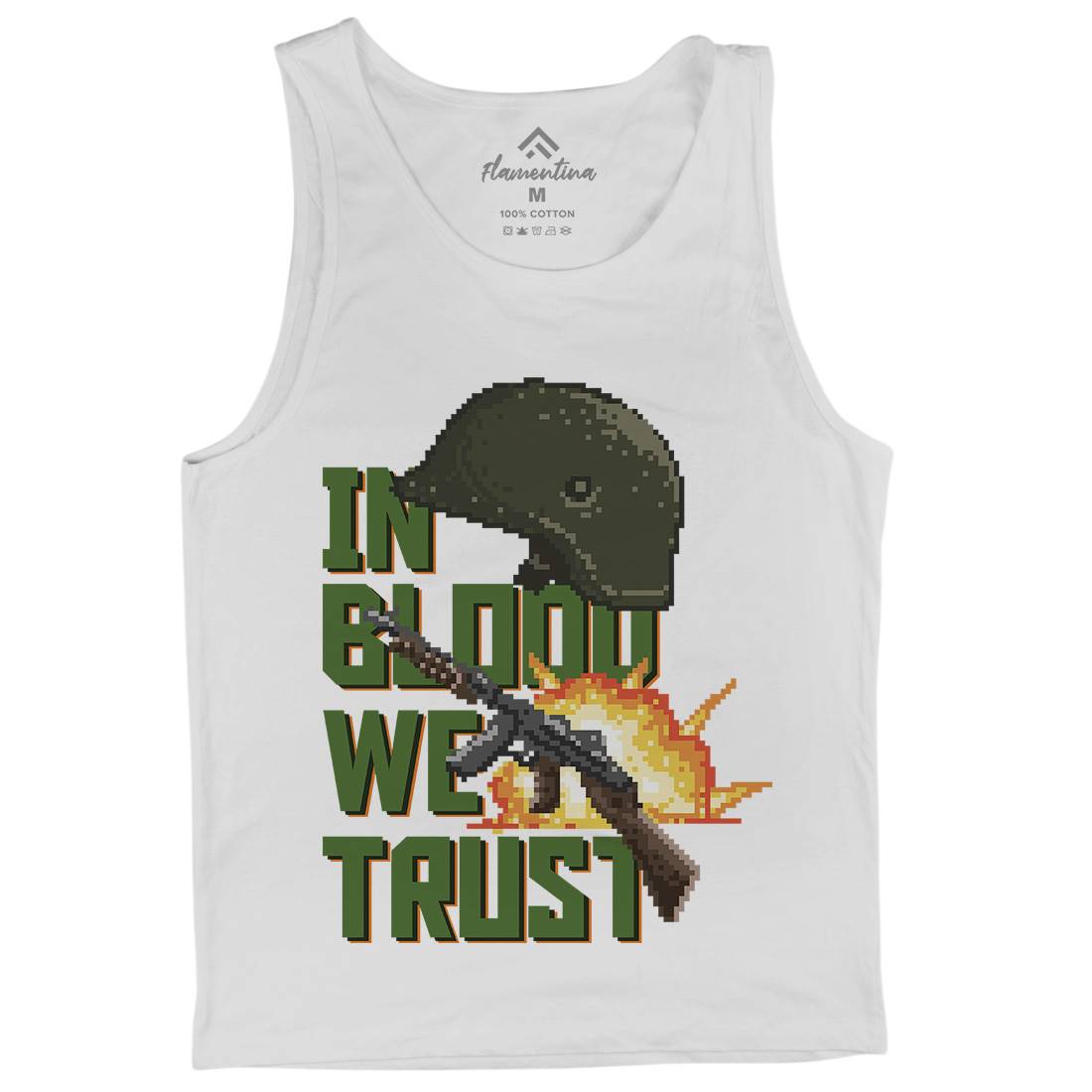 In Blood We Trust Mens Tank Top Vest Army B918