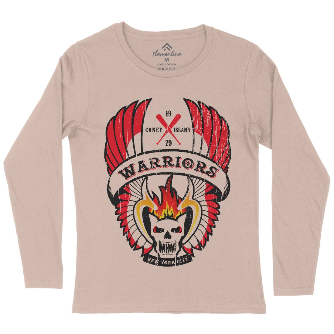 Warriors Womens Long Sleeve T-Shirt Retro D170