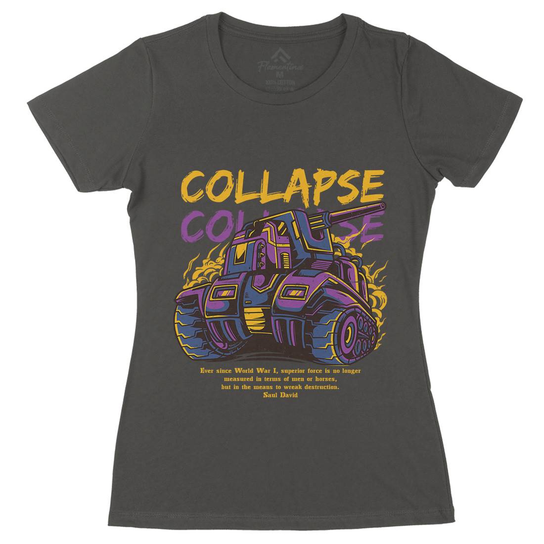Collapse Womens Organic Crew Neck T-Shirt Army D728