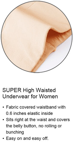 wirarpa Women’s Super High Waisted Cotton Briefs Underwear 5 Pack