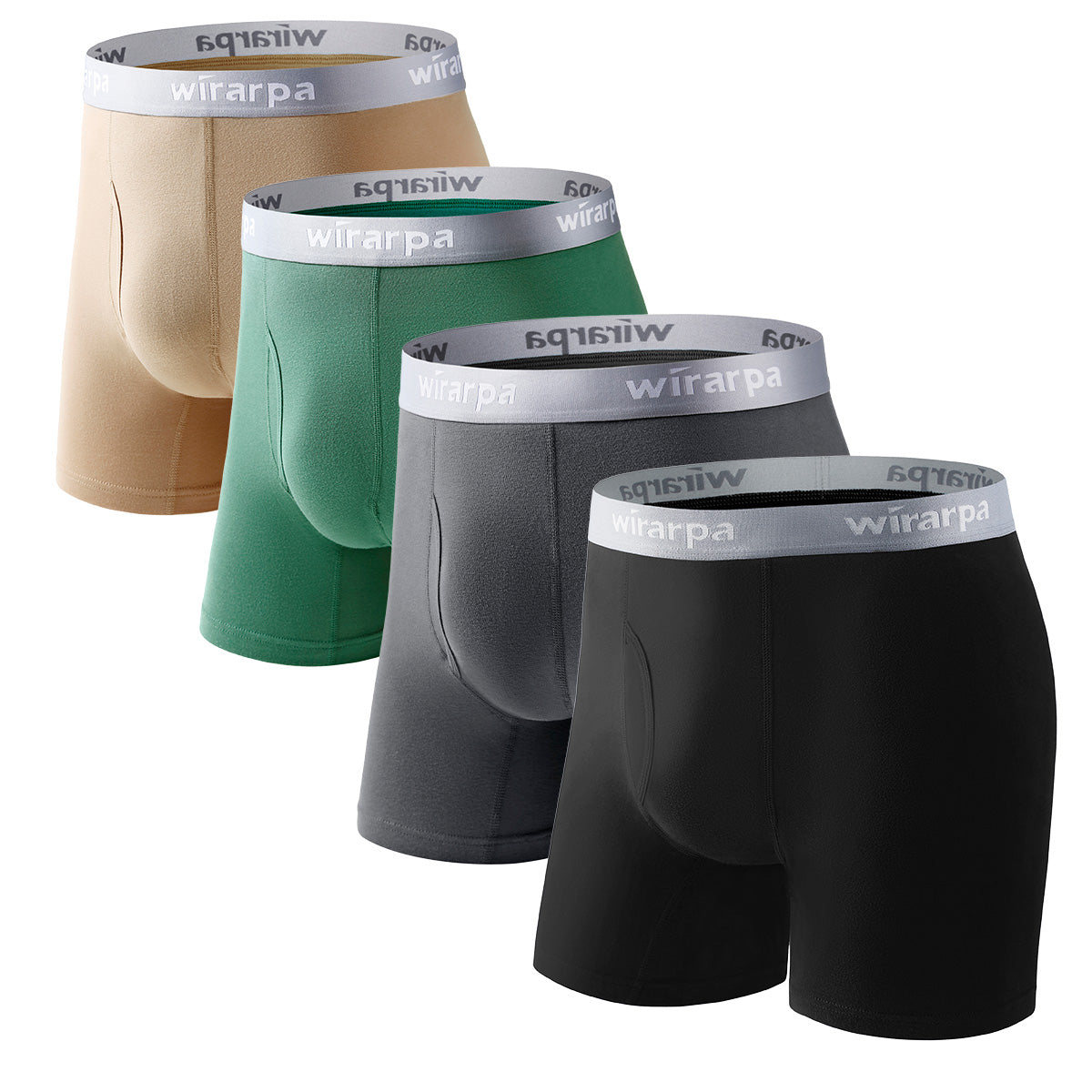 wirarpa Men's Cotton Boxer Briefs Underwear Regular Leg 4 Pack ...