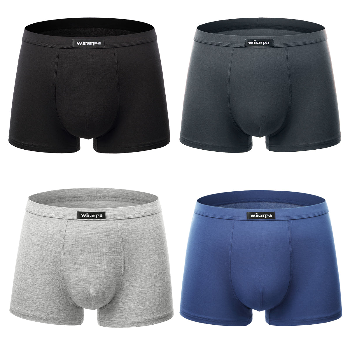 wirarpa Men’s Breathable Viscose Trunk Underwear Solid 4 Pack – Wirarpa ...