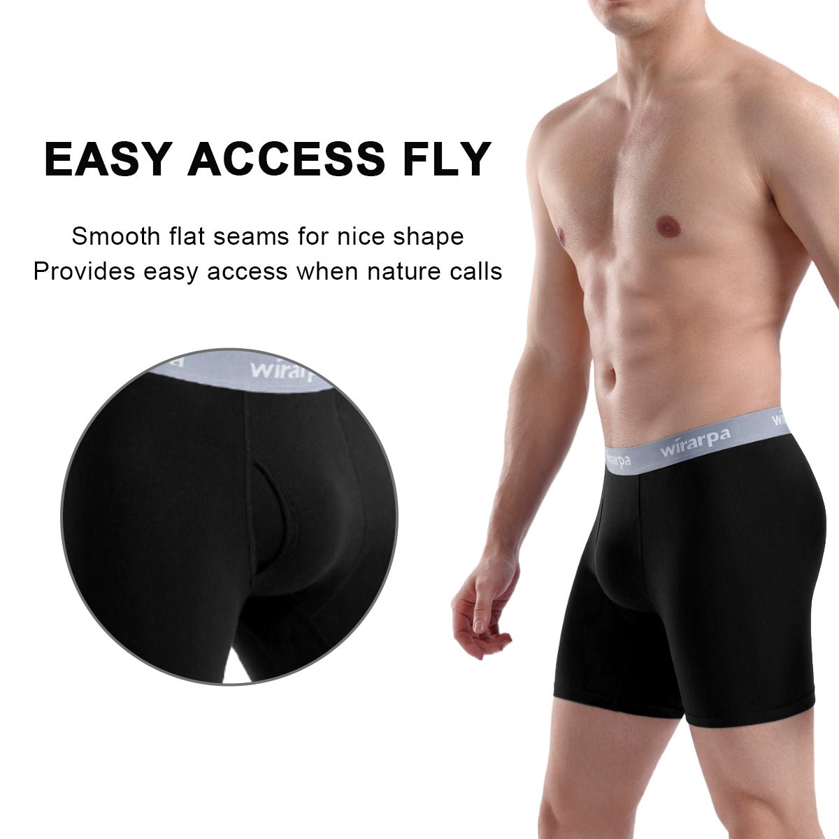 wirarpa Men's Cotton Boxer Briefs Underwear Regular Leg 4 Pack ...