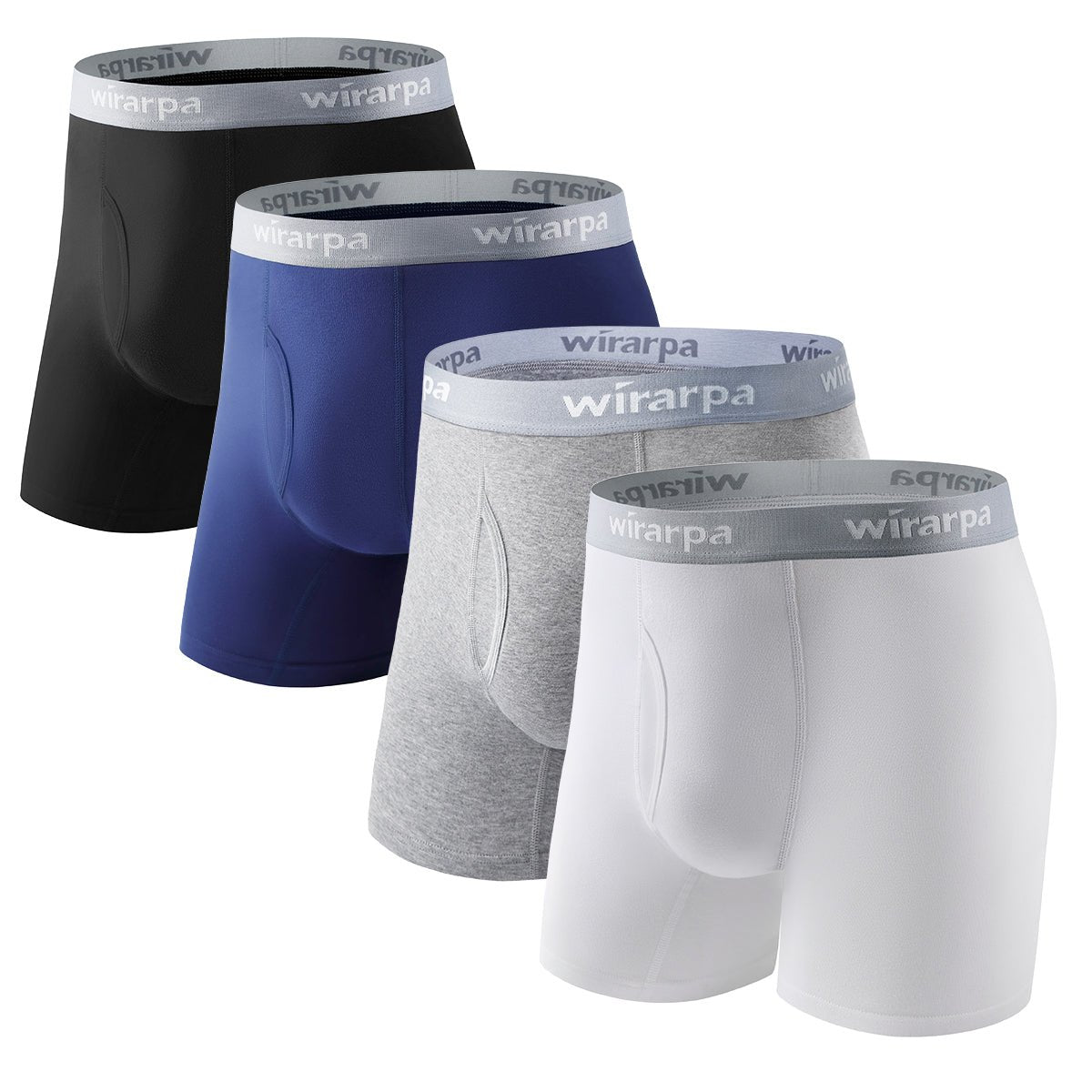 wirarpa Men's Cotton Boxer Briefs Underwear Regular Leg 4 Pack ...