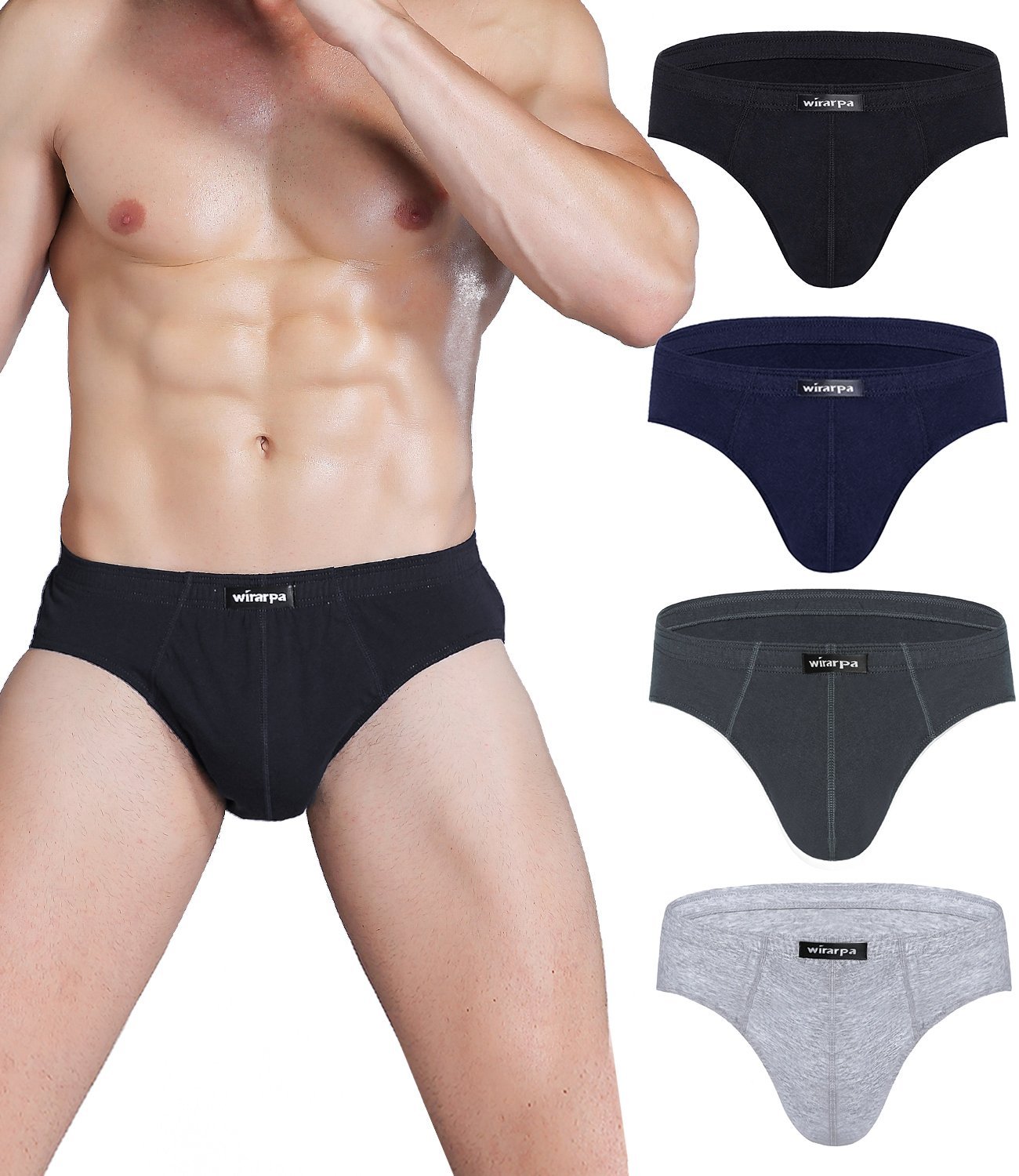 Wirarpa Mens No Fly Covered Waistband 100 Cotton Briefs 4 Pack Wirarpa Apparel Inc 5007