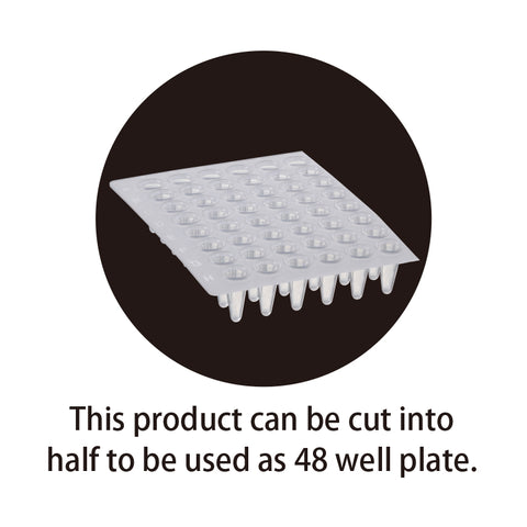This product can be cut into
half to be used as 48 well plate.