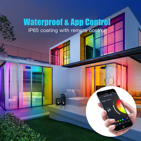 Remote controlled outdoor LED strip lights