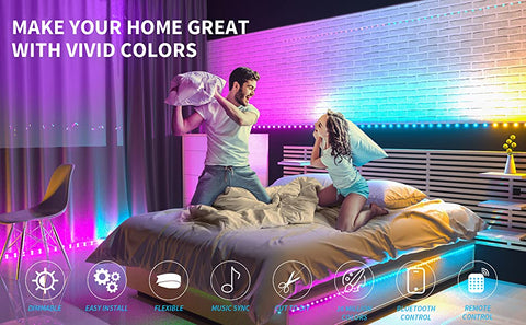 RGBIC LED light strips for bedroom party